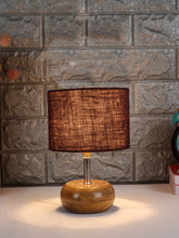 Brown Jute Shade with Wood Lamp Base (JN)